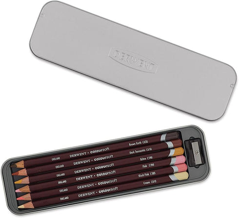 Derwent Colored Pencils, ColourSoft Pencils, Skintone, Drawing, Art, Metal Tin, 6 Count (2300217)...