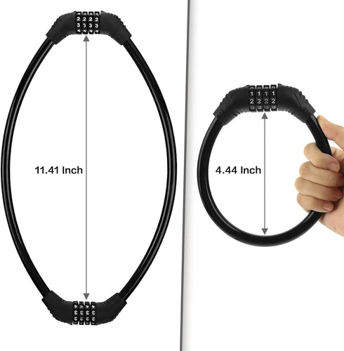 Bike Lock Cable, Bike Accessories, Bike Locks Heavy Duty Anti Theft, Combination Cable Lock for Outdoor Equipment, Black (2Ps, 1Ft, Reset Combo)...