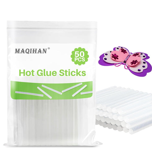 50PCS Mini Hot Glue Sticks - Mini Glue Gun Sticks, 4" Long x 0.27" Diameter, Clear Hot Glue Sticks Small for Fabric,Wood,Paper,Metal,Plastic...