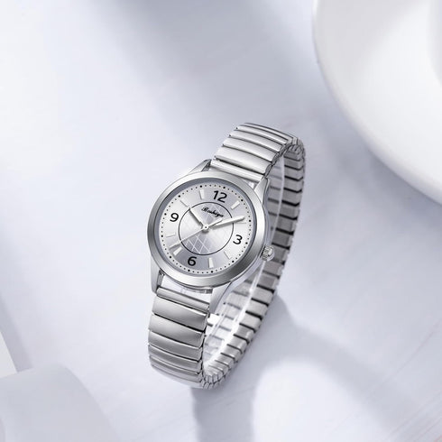 BOSHIYA Women's Stretch Band Watch Easy Reader 30mm Analog Quartz with Stainless Steel Elastic Strap Waterproof Ladies Wristwatch Gold/Silver...