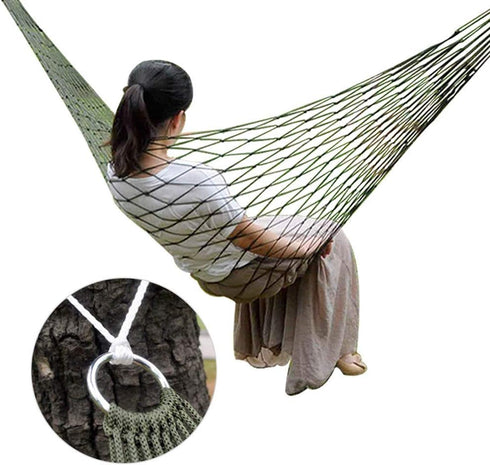 Hammock, Outdoor Nylon Mesh Rope Hammock Comfortable Hanging Bed for Outdoor Camping...