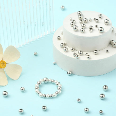 Stiesy 200 Pcs Brass Spacer Beads 3mm 4mm 5mm 6mm Round Loose Beads for Jewelry Making Supplies...