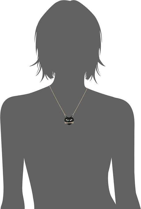 Betsey Johnson Pave Cat Pendant Necklace, 16" + 3" Extender...