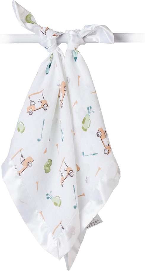 lulujo Baby Security Lovie Blankets| Unisex Softest Breathable Cotton Muslin Security Blanket with Silky Satin Trim| Neutral Comforting Blanket fo...