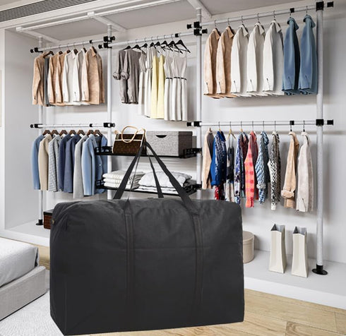 Black Large Storage Bags, 150L Waterproof Foldable Travel Duffle Bag with Reinforced Handles, Oversized Heavy Duty Moving Bags, for Bed Organize C...