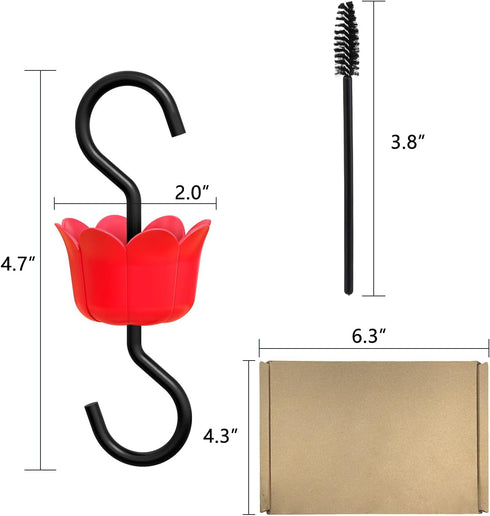 Ant Moat for Hummingbird Feeders, Hummingbird Feeders for Outdoors Hanging, Hummingbird Feeder Ant Guard 4 Hook with 4 Brushe, Red...