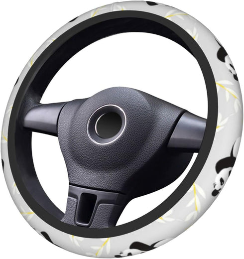 Cute Pandas Steering Wheel Cover for Women Girls Car Accessories Universal 15 Inch Auto Steering Wheel Protector Breathable Non Slip...