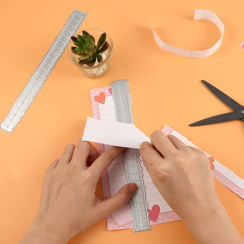 2pcs Irregular Edge Ruler, Metal Craft Ruler 8.4 x 1 Inch The Same Pattern Paper Tearing Ruler with Jagged Edge Measuring Rulers Deckle Edge Ruler...