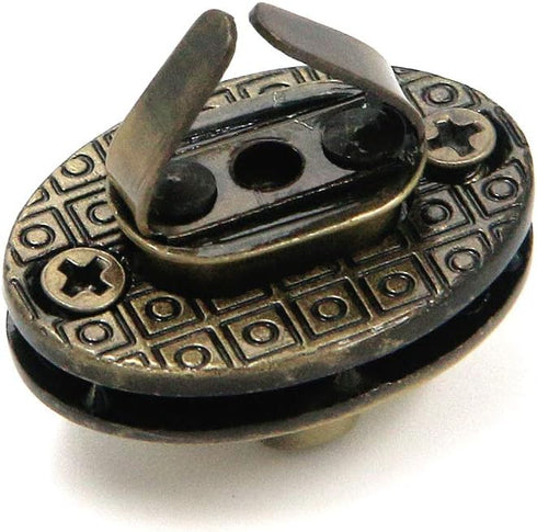 MY MIRONEY 0.91" x 0.67" Oval Twist Turn Locks Antique Bronze Oval Purses Locks Clutches Closures Turn Lock Clasp Pack of 5...