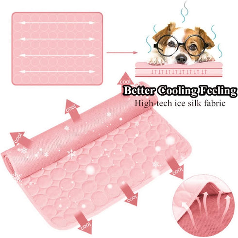 SOMOYA Dog Self Cooling Mat Pet Washable Pads Blanket Hot Weather Sleeping Kennel Mat,Ice Silk Sleep Mat Pad Non-Toxic Breathable Sleep Bed for La...