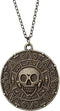 Pirate Skeleton Coin Pendant Necklace for Women Men, Caribbean Skull Head Necklace for Halloween Costume Jewelry Accessory...