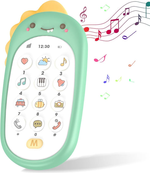 WXX Baby Phone Toy for Baby with Early Education & Music, Learning Educational Dinosaur Fake Kids Phone, Sensory Toys for Toddlers kids Boys and G...