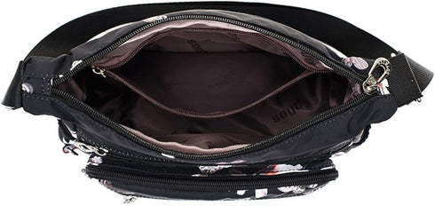 Womens Nylon Floral Shoulder Bag Crossbody Bag Messenger Bags Travel Handbags With Adjustable Strap Waterproof...