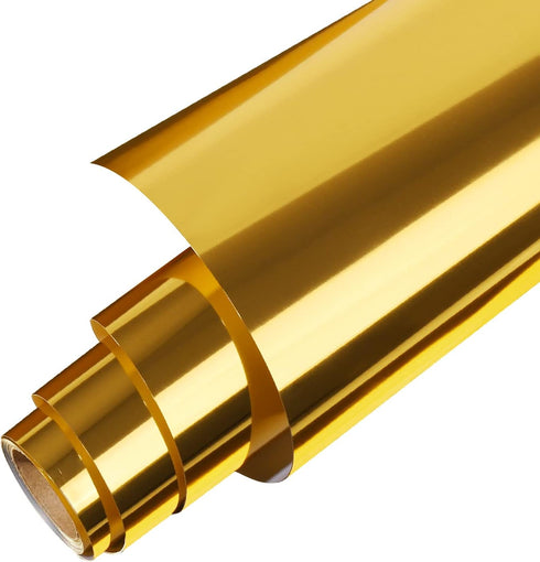 Gatichetta Heat Transfer Vinyl Roll, Metallic Foil Gold Iron On Vinyl 12" X 6ft Chrome HTV Vinyl for Garments...