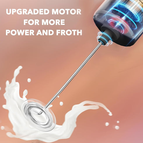 Milk Frother, Matcha Whisk, Frother Mini Frappe Mixer for Drink, Whisk Drink Mixer for Coffee, Cappuccino, Frappe, Matcha, Hot Chocolate, Black...