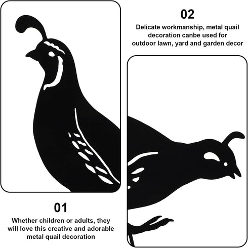 NUOBESTY 4PCS Quail Garden Decorative Statues Metal Quail Garden Stakes Animals Bird Outdoor Decoration for Lawns...