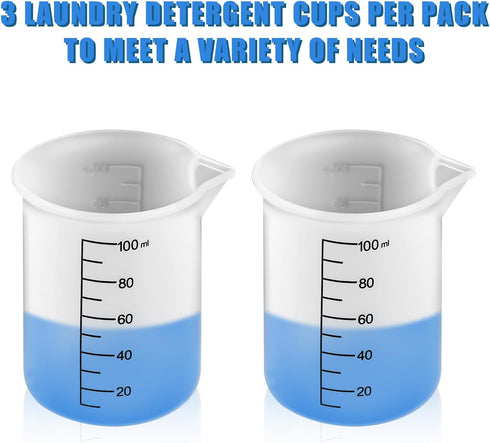 3pcs Laundry Detergent Cup, Silicone Measuring Cup with Scale Marks Laundry Detergent Dispenser Laundry Measuring Cup for Liquid Detergent for Pre...