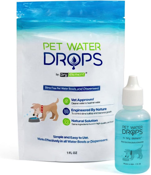 Pet Water Drops - Dog and Cat Water Additive for Dental and Oral Care - Prevents Pets Water Bowl and Dispenser Fountain Slime - for Fresh Breath a...