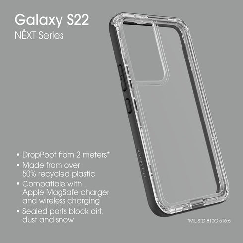 LifeProof NEXT SERIES Case for Galaxy S22 - BLACK CRYSTAL (CLEAR/BLACK)...