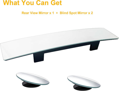 Rear View Mirror, Panoramic Rearview Mirror, Car Interior Clip-On Wide Angle Frameless Rear View Mirror to Reduce Blind Spot Effectively for Car S...