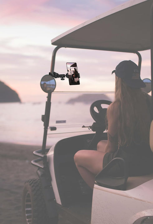 Phone Holder with Clamp for Golf Cart Universal Phone Mount Holder for Bicycle, Wheelchair, Stroller Mic Stand Phone Holder...