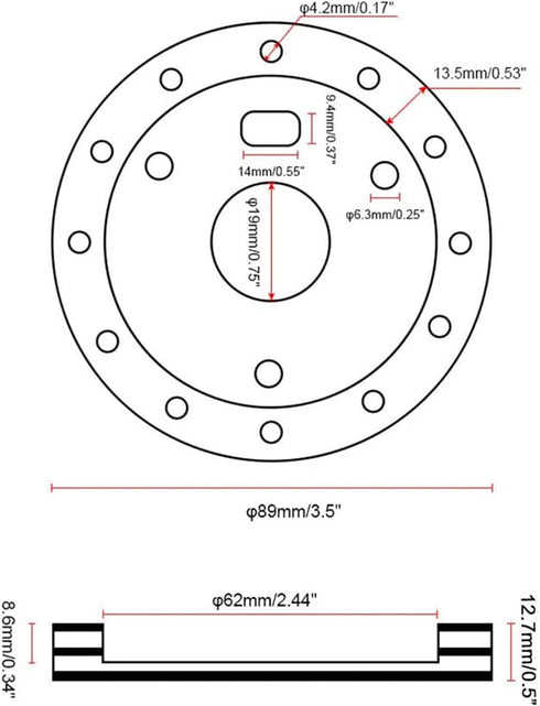 RULLINE 0.5" Steering Wheel Hub Adapter Conversion Spacer 6 Hole to 3 Hole Steering Wheel Adapter Boss Kit Black...