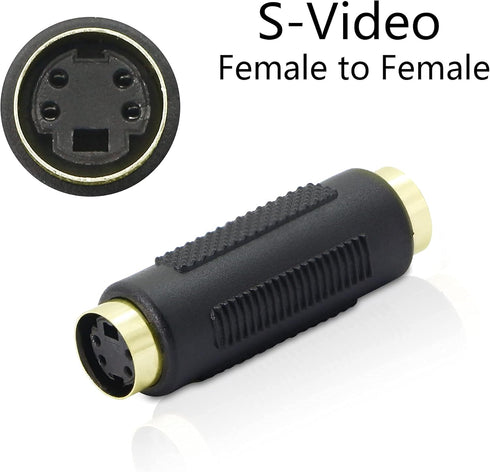YACSEJAO 2Pack S-Video Female to Female Adapter, Gold-Plated, 4 Terminal Connector, Mini Din 4 PIN, Composite Connector for SVHS/S-Video Cable Ada...