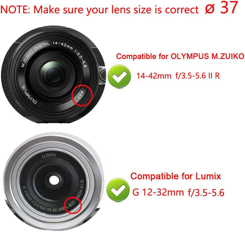 37mm Metal Lens Hood & Lens Cap Compatible for Olympus E-M10 IV/E-M10 III E-PL7 kit Zuiko 14-42mm Lens (1+1 Pack)...