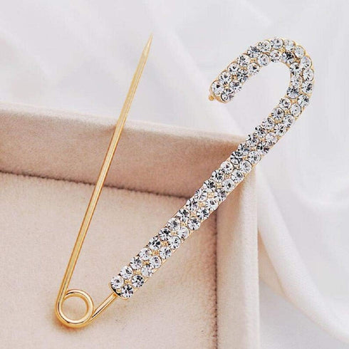 Women Crystal Big Safety Pin Jewelry Brooch Knit Scarf Lapel or Collar Brooch Pin...
