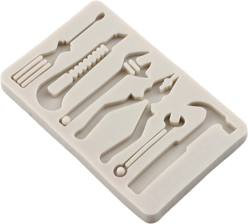 Hand Tools Silicone Molds Hammer Pliers Wrench Fondant Mold Construction Tool Mold For Sugar Cake Decorating Cupcake Topper Chocolate Gum Paste Ca...