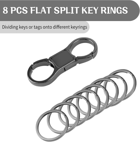 Keychain Quick Release Key Ring Fob Clip with 8 Detachable Keyrings Zinc Alloy Heavy Duty Car Keychain Organizer...