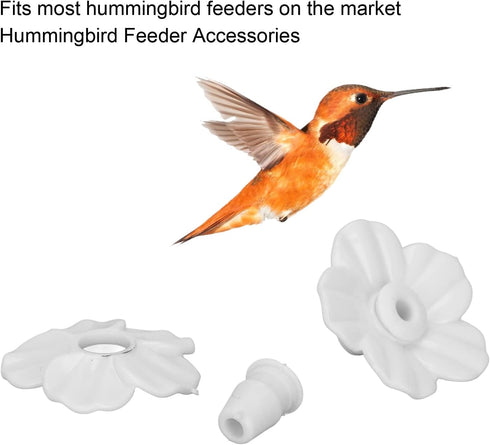 30Pcs Hummingbird Feeder Parts, Hummingbird Feeder Ring Durable Plastic Bird Feeder Ports Humming Bird Feeder Stand Replacement Flowers for Hummin...