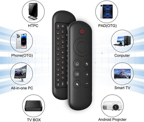 LUVI Air Mouse Remote Control Mouse Wireless Mini Keyboard 2.4G & BT5.2 Motion Sensing Backlit Rechargeable Compatible with Android TV Box/PC/Smar...