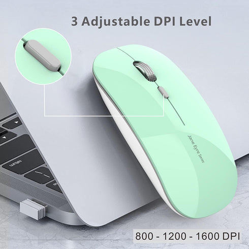 Uciefy Q5 Slim Rechargeable Wireless Mouse, 2.4G Portable Optical Silent Ultra Thin Wireless Computer Mouse with USB Receiver and Type C Adapter, ...
