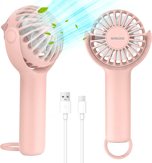 Portable Handheld Fan,2 IN 1 Mini Personal Fan, Small Desk Fan with Keychain Stand, Powerful Cooling Fan, Quiet Hand Fan, Beach Travel Fan, USB Re...