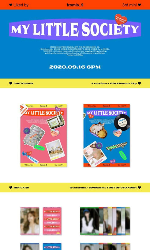 Fromis_9 My Little Society 3rd Mini Album My Society Version CD+72p PhotoBook+1p Mini Card+2p PhotoCard+Tracking SealedQ...