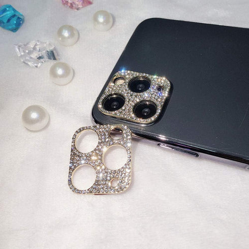 2 Pack Camera Lens Cover Compatible with iPhone 12 pro max 3D Glitter Bling Diamond Camera Lens Cover Sticker Protector Accessories(Gold)...