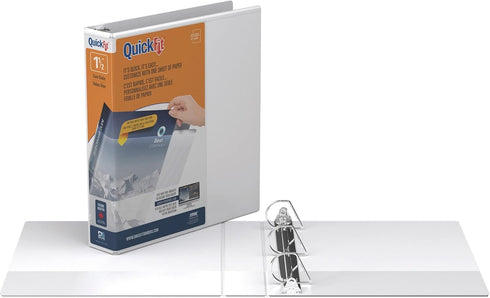QuickFit View 3-Ring Binder, 1 1/2" Angle D-Rings, 50% Recycled, White (87020)...