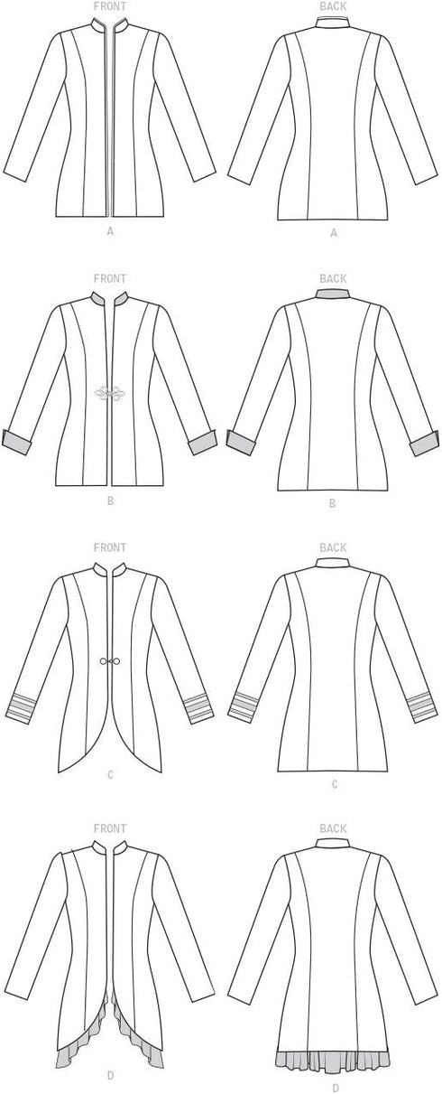 Butterick Patterns Women's Open and Button Closure Jacket Sewing Patterns, 14-16-18-20-22, White...