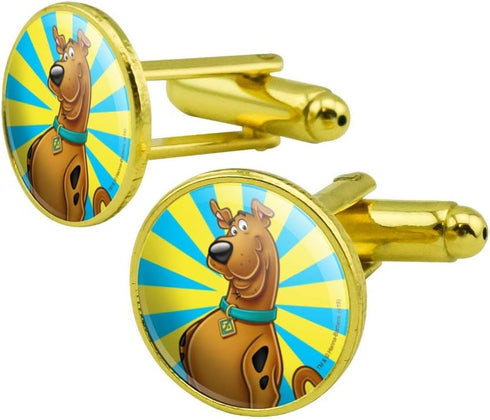 Scooby-Doo Character Round Cufflink Set Gold Color...