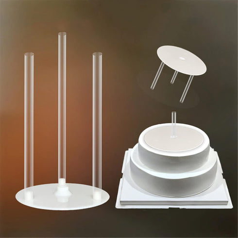 Cake Tier Supports,4 Pcs Reusable 9/12/16/20cm Cake Boards and 12 Pcs Cake Dowel Rods for Tiered Cake Construction and Stacking...