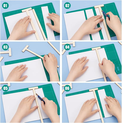 BENECREAT 14 PCS Wooden Bookbinding Tools, Wooden Hand Tools, Long and T-Shaped and Straight Edges, for Books with Spine, Double Cover Constructio...