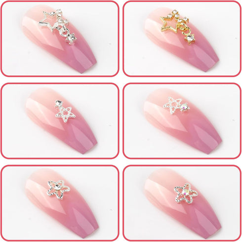 30Pcs Star Nail Charms for Acrylic Nails Crystal Diamond Alloy Star Nail Art Supplies Decor for Women Girls Nails Crafts...