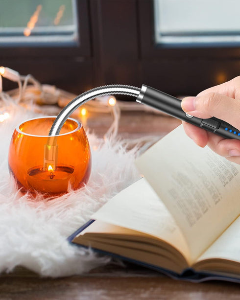 VEHHE Candle Lighter, Electric Rechargeable Arc Lighter with LED Battery Display Long Flexible Neck USB Lighter for Light Candles Gas Stoves Campi...
