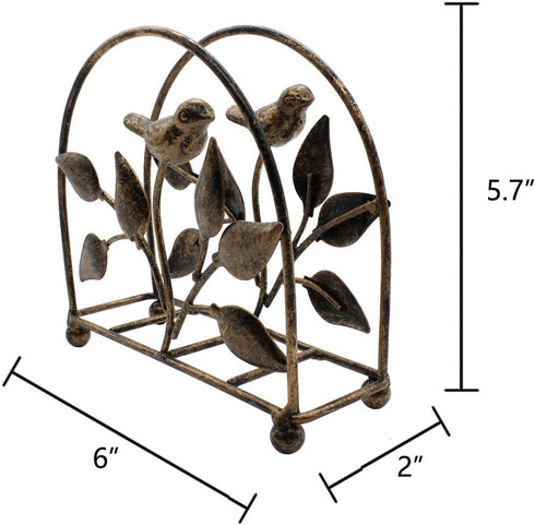 Cast Iron Bird & Tree Classic Napkin Holder/Tabletop Freestanding Tissue Dispenser, Bronze...