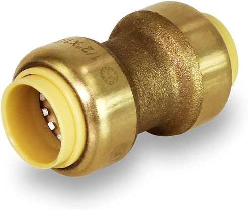 Everflow Supplies Pushlock UPSC12 1/2 Inch Long Push X Push Coupling for Push-Fit Fittings, Made with No Lead DZR Forged Brass, Connects PEX, CPVC...