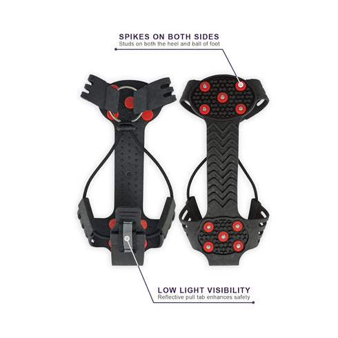 Ice Gripster Treads Nonslip Traction Cleats for Snow and Ice, Anti-Slip Overshoe Crampons with Adjustable Cinch Cord, 10 Carbon Steel Studs for Se...