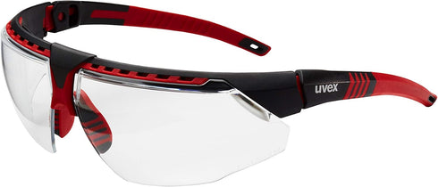Honeywell Uvex Ademco by by Avatar Safety Glasses Red Frame with Clear Lens & Anti-Scratch Hardcoat (S2860)...