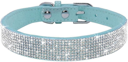 Rhinestone Dog Collar, Cute Dazzling Sparkling Soft Suede Leather Adjustable Pet Dog Cat Collar Crystal Diamond for Puppy Small Medium Large Dogs ...