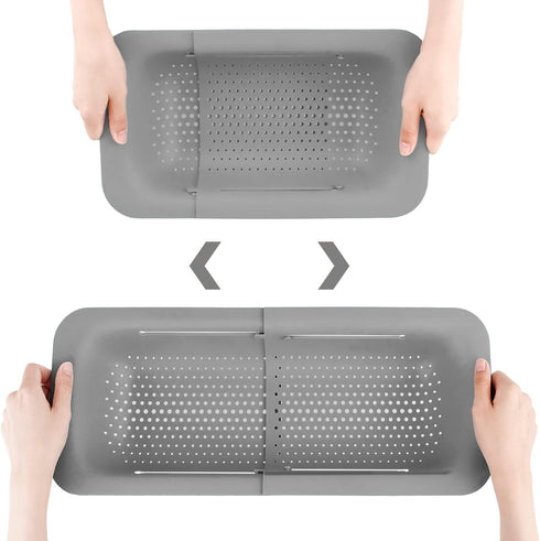 Collapsible Colander Kitchen Extendable Strainer Fruits Vegetables Noodle Pasta Food Drain Basket Space-Saver Portable Drainer Over Sink (1, 3#Gre...